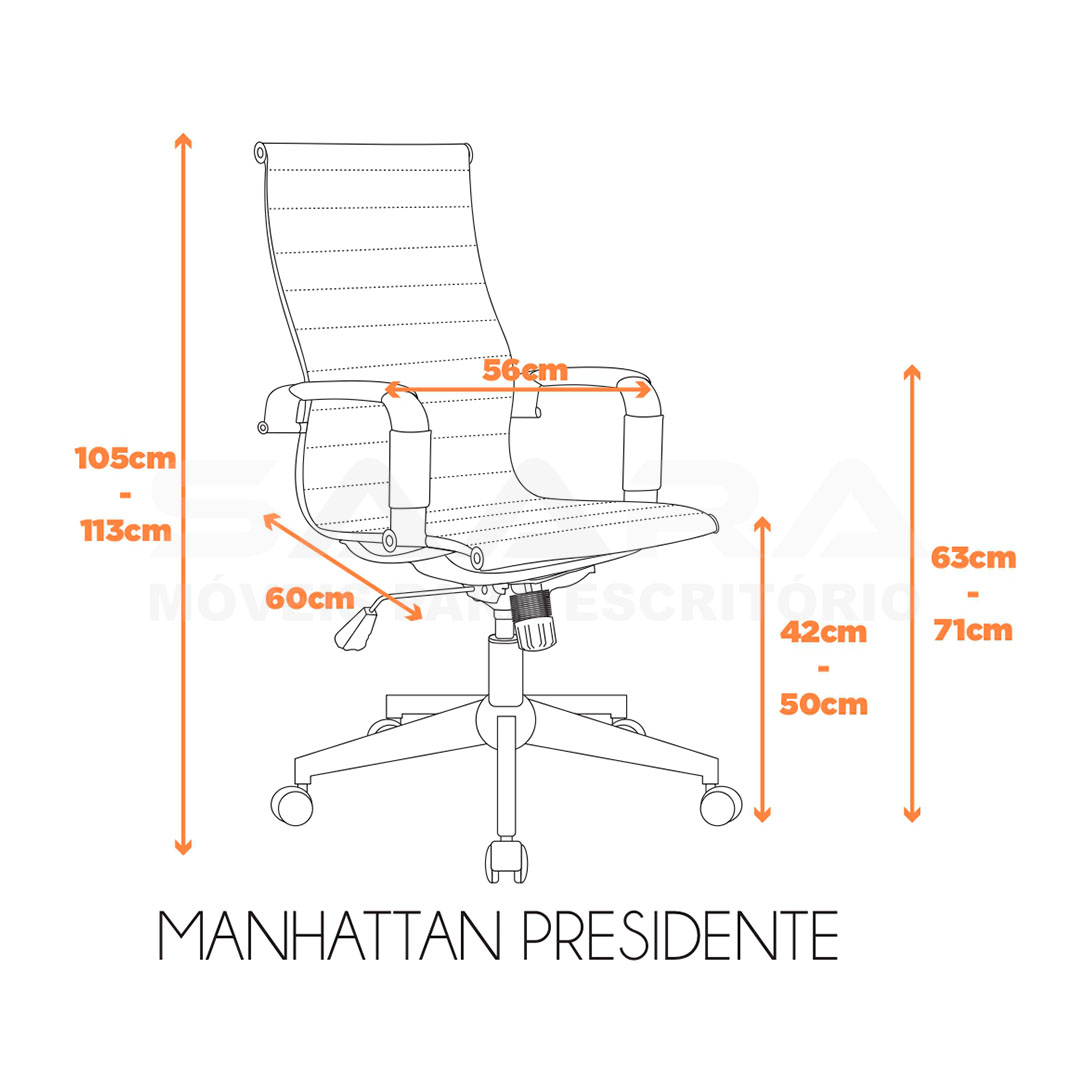 Cadeira MANHATTAN Presidente medidas